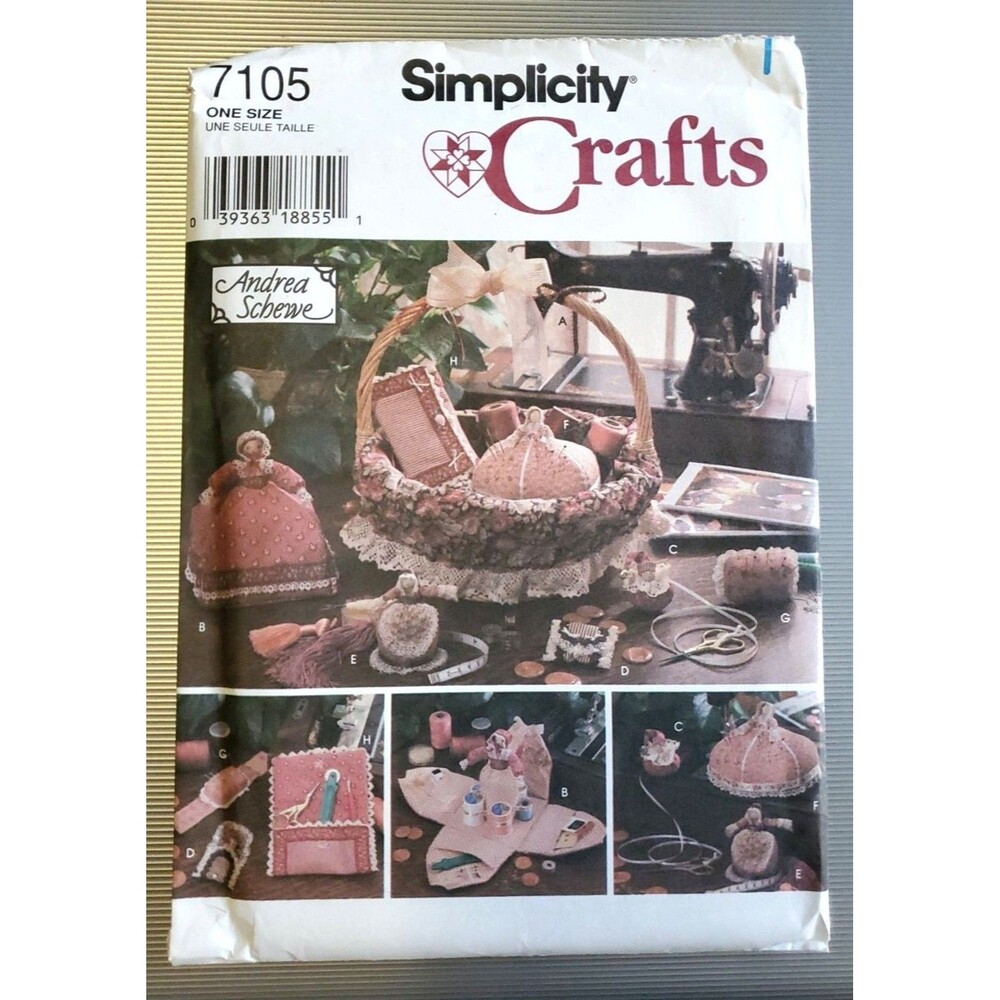 Vtg 1996 Simplicity 7105 Crafts Pattern Sewing Accessories Pincushion Doll UNCUT